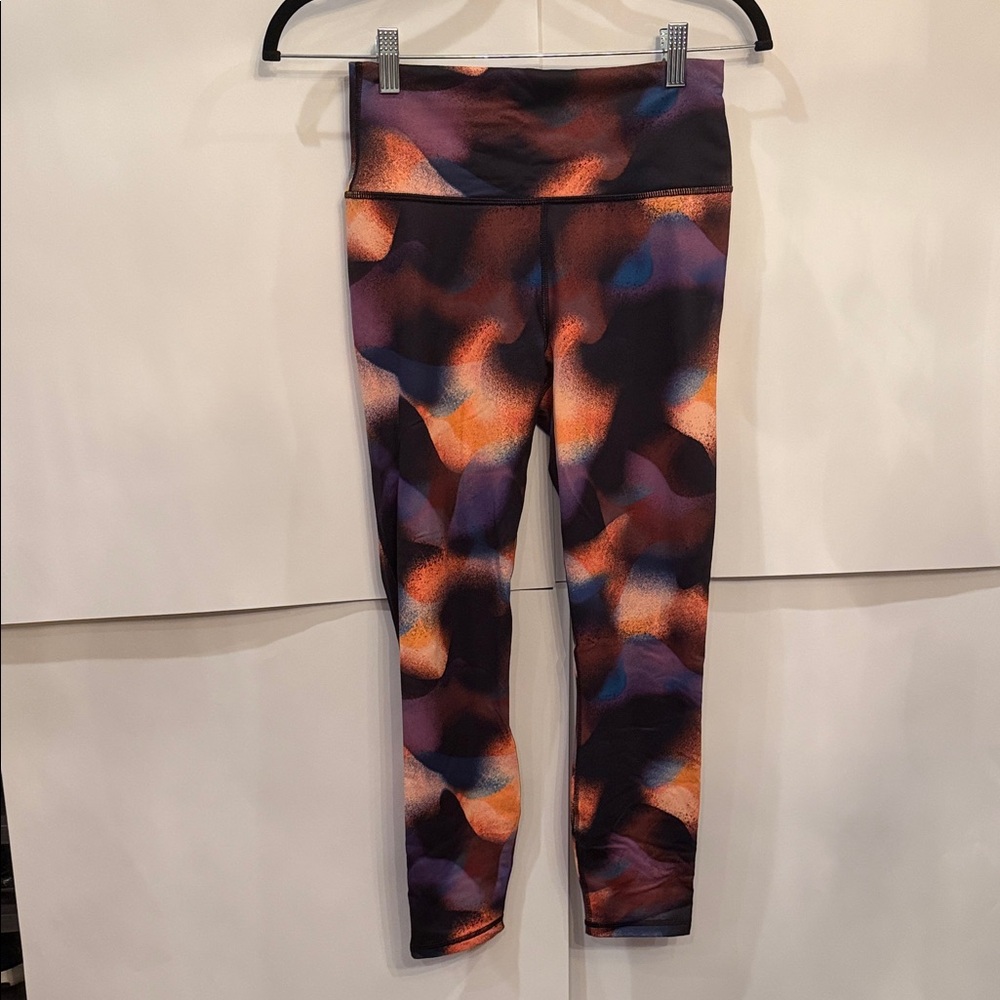 Fabletics PowerHold Leggings with Orange and Black Pattern